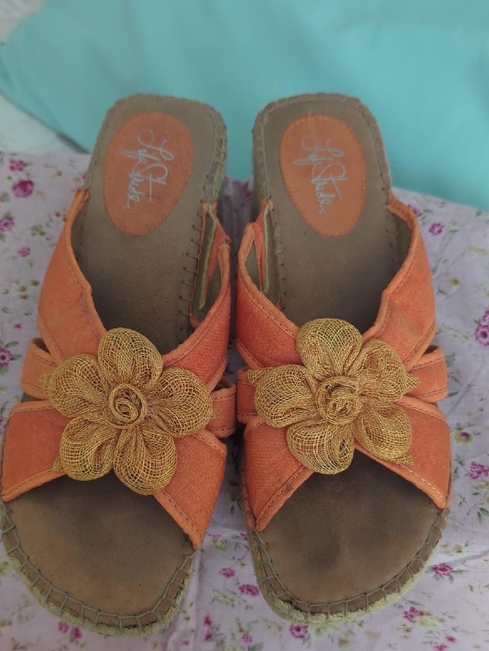 Lifestride Orange Floral Espadrilles Size 10